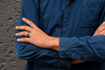 <transcy>Schwarzer Struktur Ring</transcy>